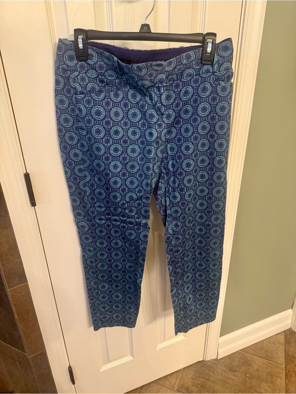 The Limited Blue Patterned Cropped Pants